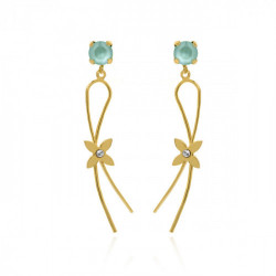 Vega flower mint green earrings in gold plating