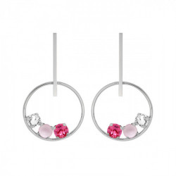 Elise round powder rose earrings in silver