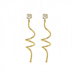 Minimal spiral crystal earrings in gold plating