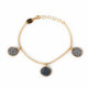 Chiss circles denim blue bracelet in gold plating