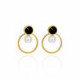 Manacor round jet pearl earrings in gold plating image