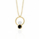 Manacor round jet pearl necklace in gold plating image