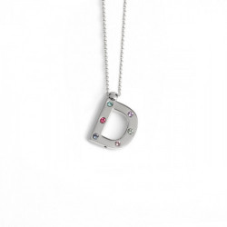 Letter D multicolour necklace in silver