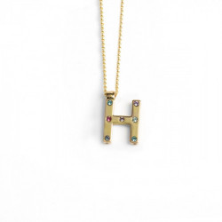 Letter H multicolour necklace in gold plating