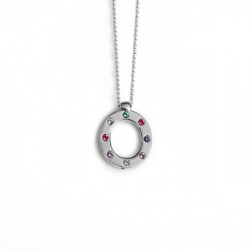 Letter O multicolour necklace in silver