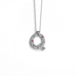 Letter Q multicolour necklace in silver