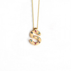 Letter S multicolour necklace in gold plating