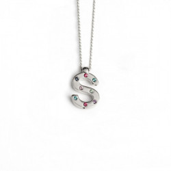 Letter S multicolour necklace in silver