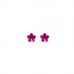 Little Flowers flower fuchsia earrings in silver