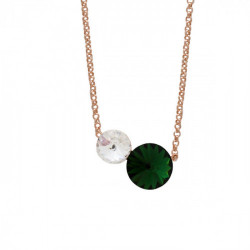 Combination emerald necklace in rose gold plating in gold plating
