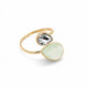 Essential crossed powder green ring in gold
