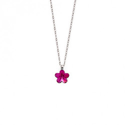 Little Flowers flower fuchsia necklace in silver
