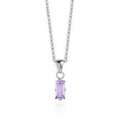 Macedonia rectangle violet necklace in silver