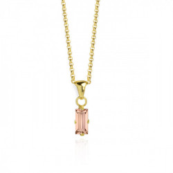 Macedonia rectangle light peach necklace in gold plating