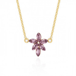 Snowflake flower light amethyst necklace in gold plating