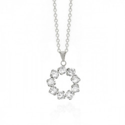 Fiorella round crystal necklace in silver
