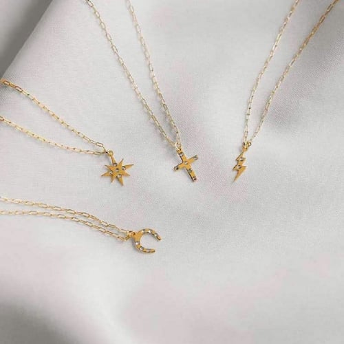 Neutral star crystal necklace in gold plating