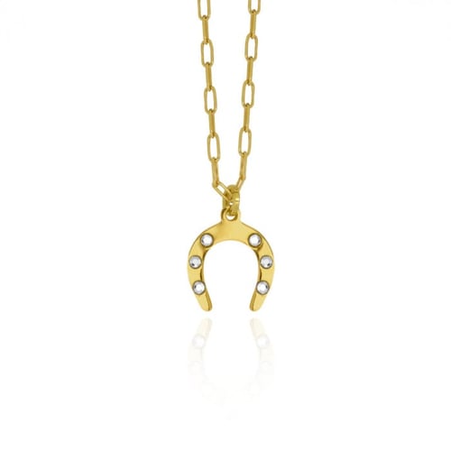 Neutral horseshoe crystal necklace in gold plating