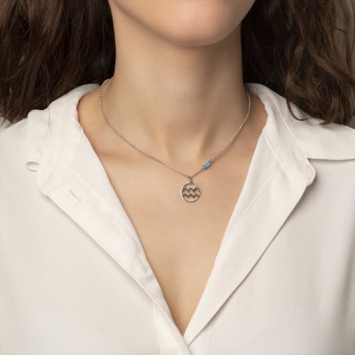 Horoscope aquarius aquamarine necklace in silver