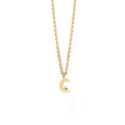 Celeste moon crystal necklace in gold plating
