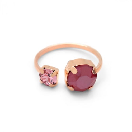 Celina royal red open ring in rose gold plating in gold plating