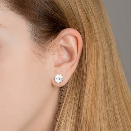 Basic crystal earrings in rose gold plating