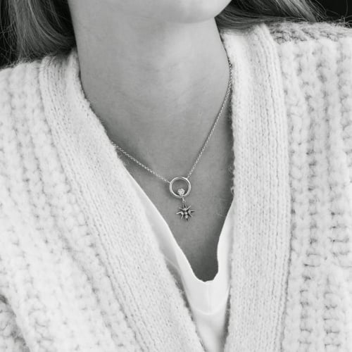 Rebekka circle crystal necklace in silver