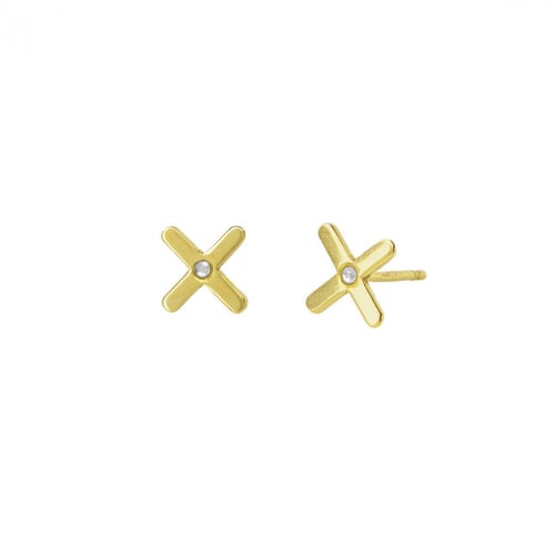 Pendientes cruz crystal de Areca en oro
