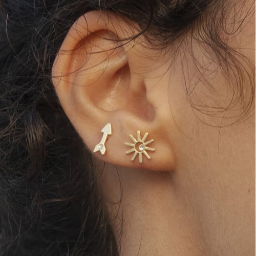 Areca cross crystal earrings in gold plating