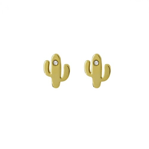 Areca cactus crystal earrings in gold plating