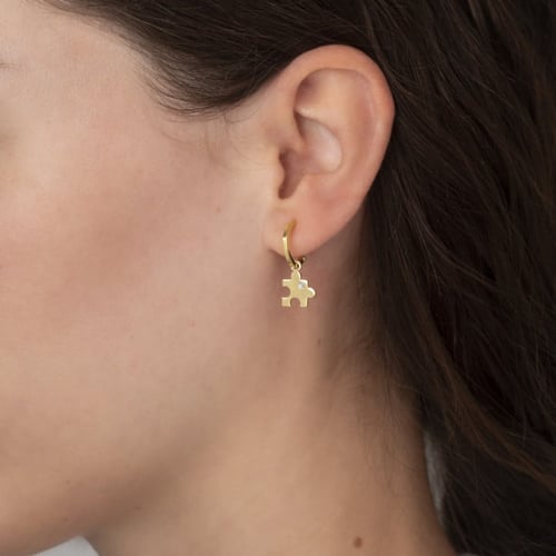 Areca puzzle crystal hoop earrings in gold plating