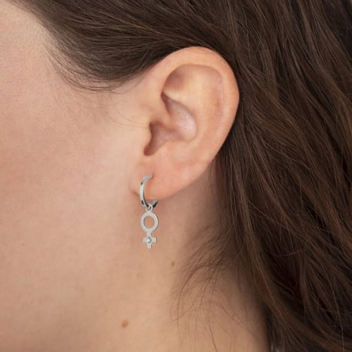 Areca venus crystal hoop earrings in silver