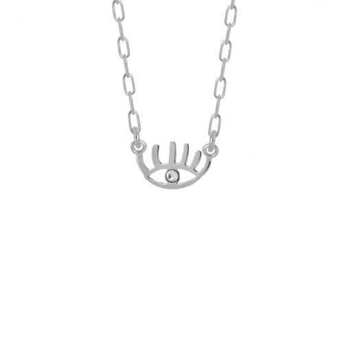 Areca eye crystal necklace in silver