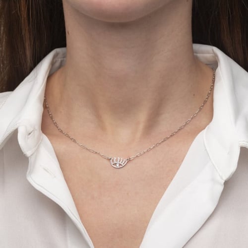 Areca eye crystal necklace in silver