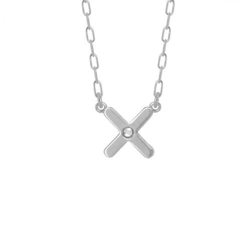 Areca cross crystal necklace in silver