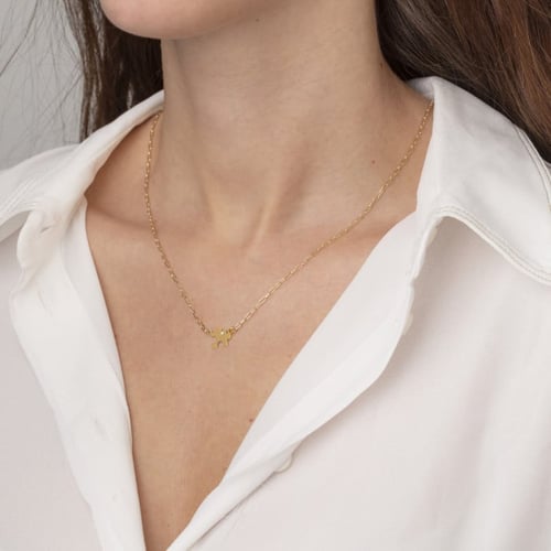 Areca puzzle crystal necklace in gold plating