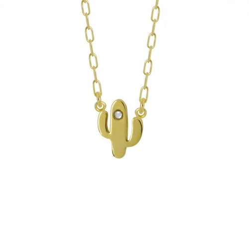 Areca cactus crystal necklace in gold plating