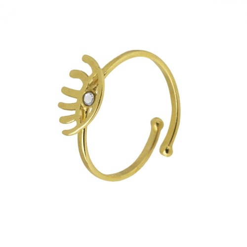 Areca eye crystal ring in gold plating