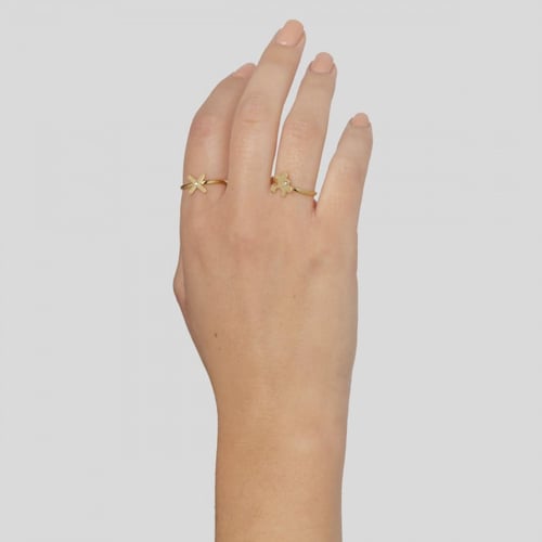 Areca puzzle crystal ring in gold plating
