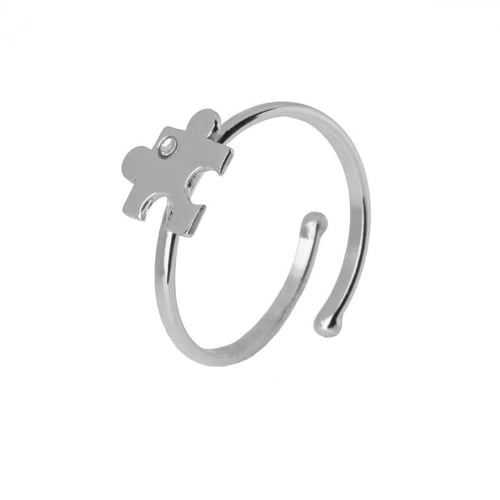 Areca puzzle crystal ring in silver