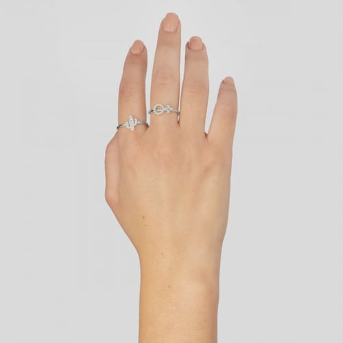 Areca venus crystal ring in silver