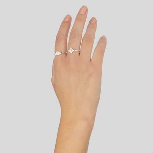 Areca sun crystal ring in silver
