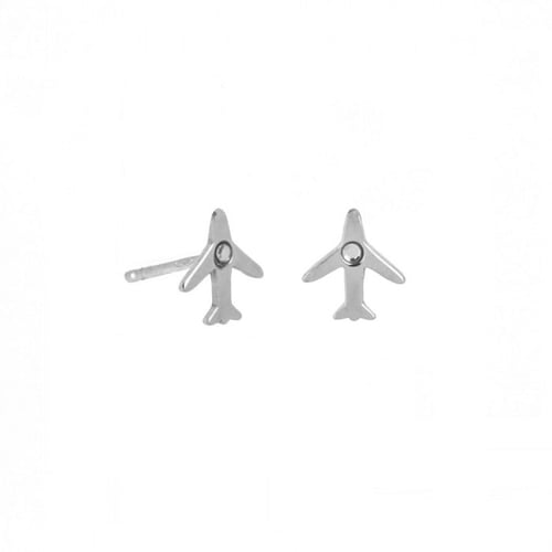 Dakota airplane crystal earrings in silver