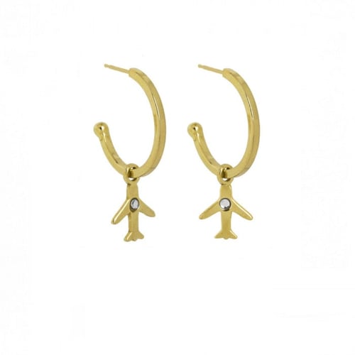 Dakota airplane crystal earrings in gold plating