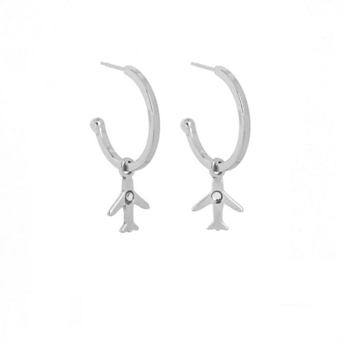Dakota airplane crystal earrings in silver