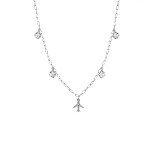 Dakota airplane crystal necklace in silver