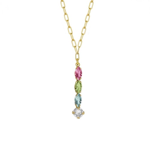 Isabella marquises multicolour necklace in gold plating