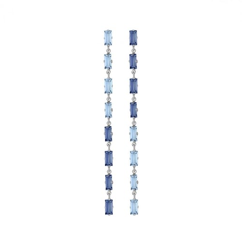 Pendientes largos encadenado azul elaborados en plata