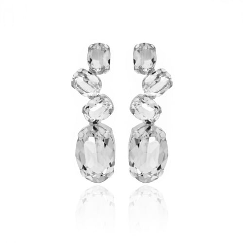 Aura oval crystal earrings in silver
