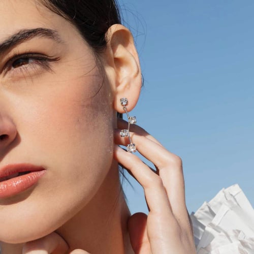 Aura round sapphire earrings in silver